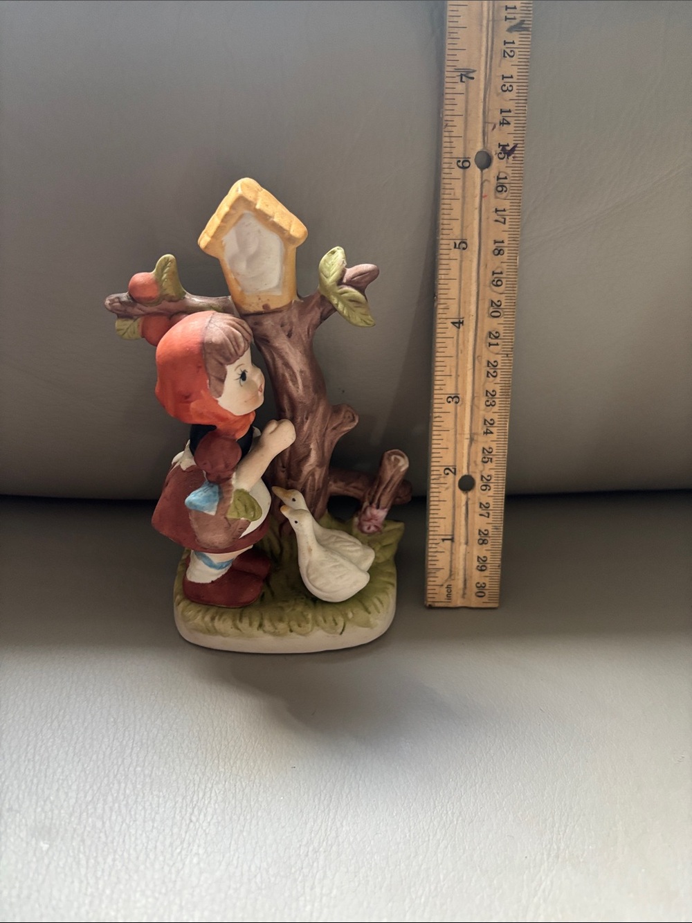 Source Unknown Red-Hood Girl Ceramic Figurine with Goose and Tree